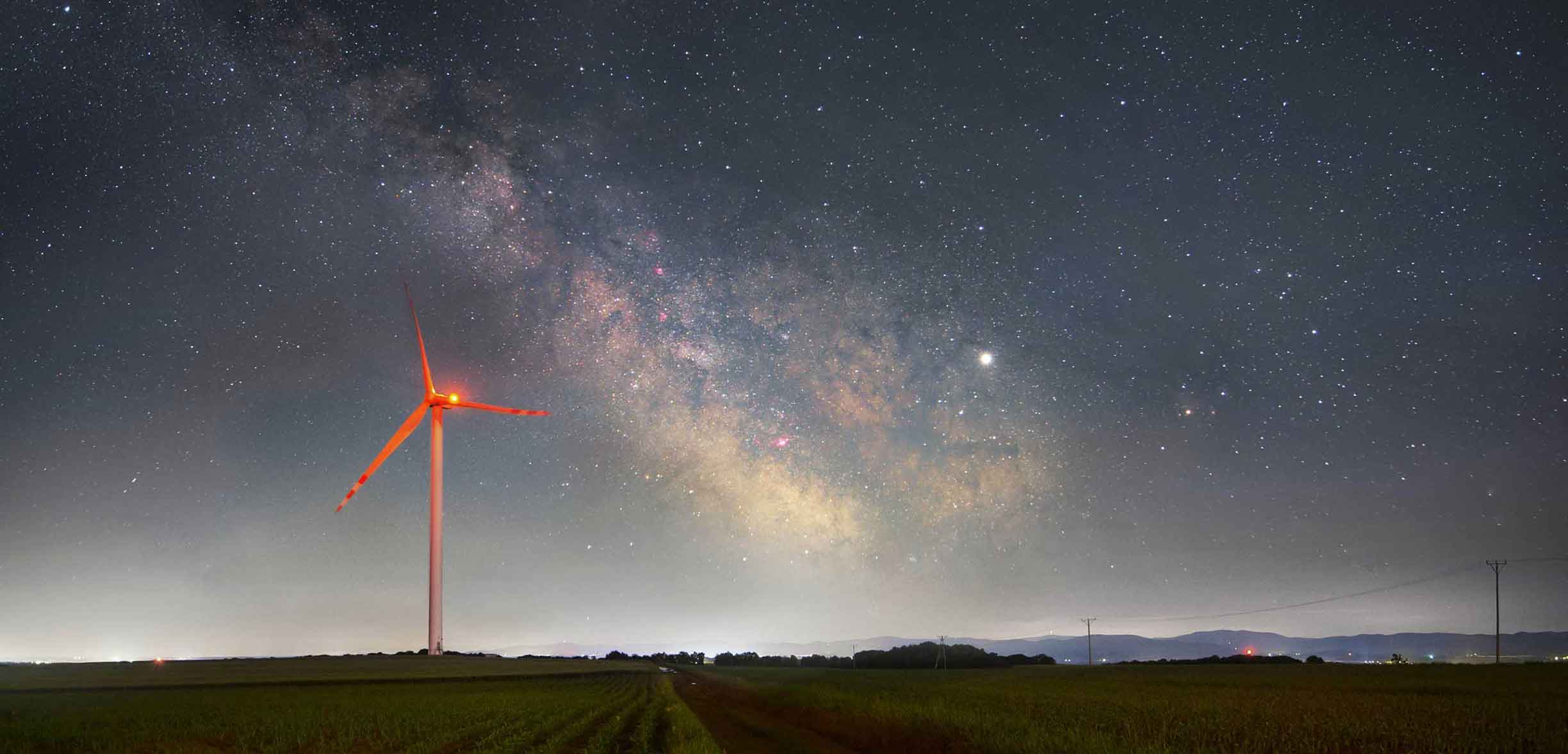  wind turbine at night